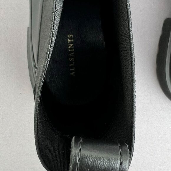 NEW AllSaints Harlee Lug Sole Chelsea Boots — Black Leather - Picture 6 of 12